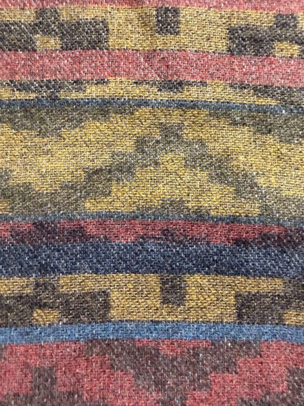 Vintage Multicolor Striped Fringe Scarf 56x7 Inches Woven Acrylic-Wool Blend
